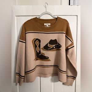 Lucky Brand Women's Tan and Brown Western Sweater